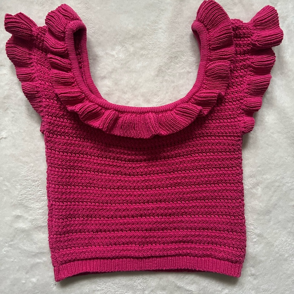 Crochet bright pink crop top xs from H & M